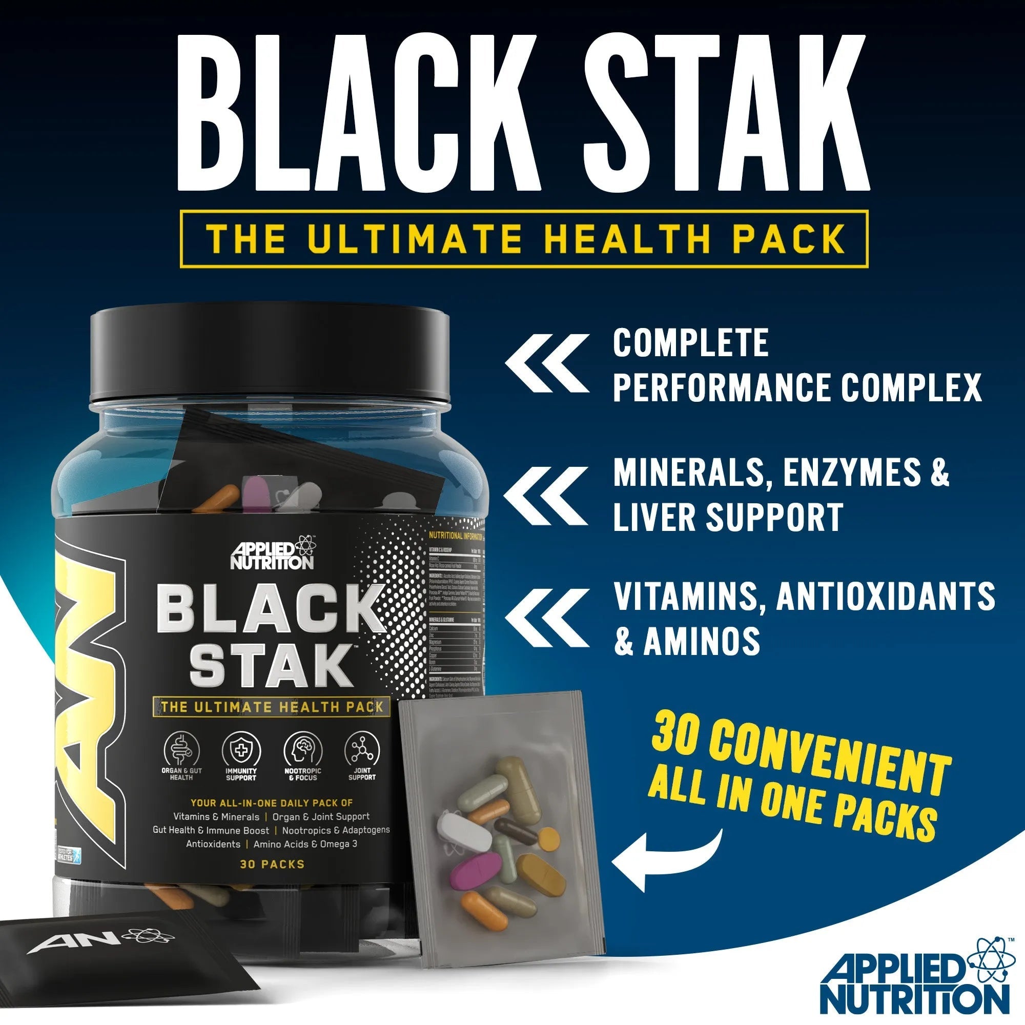Applied Nutrition Black Stak- Ultimate Health Pack 30 Sachets